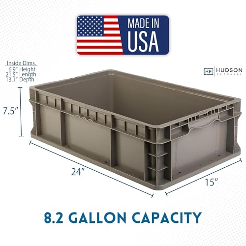 Hudson Exchange 24 x 15 x 7.5" (2 Pack) Straight Wall Handled Storage Container Tote, Gray/Brown - view 2