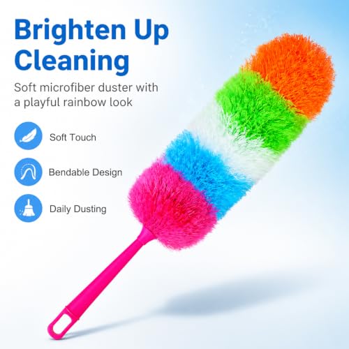 20-Inch Microfiber Hand Duster, Car Interior Detailing Duster, Rainbow Feather Duster for Car, Home, Office Cleaning - view 4