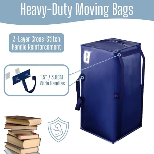 6 Pack Heavy Duty Moving Bags with Backpack Straps, Zippers & Handles, Extra Large Packing Bags for College Dorm Essentials, Moving Supplies Alternative to Cardboard Moving Boxes - view 3