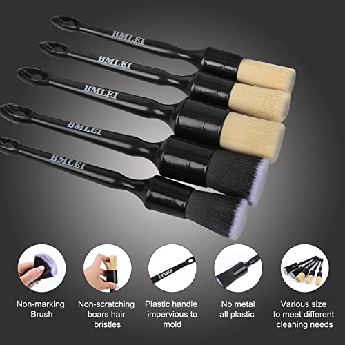 5pcs Car Detailing Brushes Set, Boars Hair Auto Car Detail Brush Kit - view 4