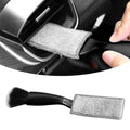 Double Head Brush for Car Clean, Cleaning Brush, Soft Car Detailing Brush, Universal Car Air Vent Cleaner Car Interior Accessories Fit for Cleaning Panels, Air Vent, Leather, Computer (Black)