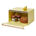 Home Modern Bread Box – Steel + Wood Countertop Bread Storage Container, Large Yellow Bread Box for Kitchen Countertop, Space-Saving Bread Keeper, Easy Access Lid