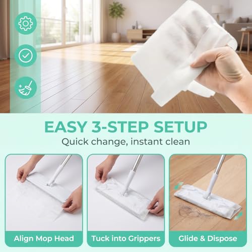 30 Pcs Flat Woven Disposable Dry Mop Pads for Sweeping, Anti-Static Dry Cleaning Cloths, Effective for Picking Up Hair and Pet Fur Tile Household Dust Hair Capture - view 4