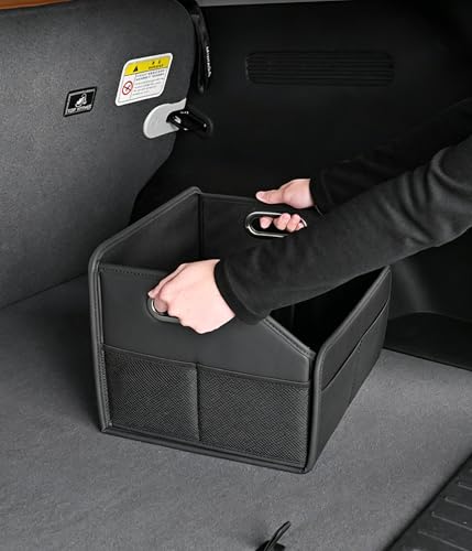 Car Trunk Organizers Small PU Leather，Car Basket for Organizers and Storage，Car Caddy Collapsible Multi Compartment Container Box - view 3