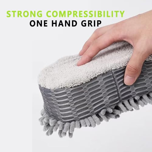 2 Pack Microfiber Car Wash Sponge Chenille Non-Scratch for Wax Sealant Conditioner Application Car Detailing, Compatible with Cars Trucks Motorcycles Essential Auto Cleaning Washing Kit Supplies - view 5
