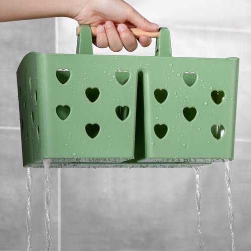 Portable Shower Caddy Plastic Shower Basket Organizer with Handle, Green - view 3