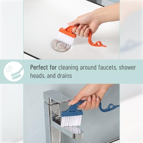 Slick- Window Track Cleaning Brush, 2 Pack, Navy Blue/Orange Ergonomic Handle, Built-in Scraper, Multipurpose, Window Track Cleaning Tools - view 5