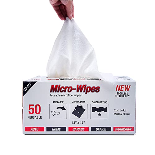 200GSM Microfiber Cleaning and Drying Cloths with Dispenser Box, Reusable, Streak-Free, Scratch-Free, Ultra Absorbent, Edgeless for All Surface Types, 12x12in, 50-Pack, White - view 2