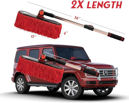 Car Duster Exterior Scratch Free,Soft Car Brush Kit for Truck,SUV,RV and Motorcycle,Wax Cotton Hair,Dusters with Extendable Handle,Duster for Cleaning,Dust Pollen Removing,No Lint - view 2