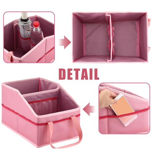 Passenger Seat Organizer, Collapsible Car Storage for Console Front/back Seat with Multi-pockets Car Caddy Organizer Suv Truck for Kids Adults Accessories(Pink,2 Compartments) - view 2
