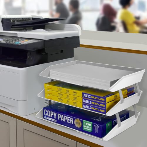 Facility 3 Tier Letter Tray, Side Load, Letter Size/A4, Desktop File Organizer, Plastic (White Color) - view 4