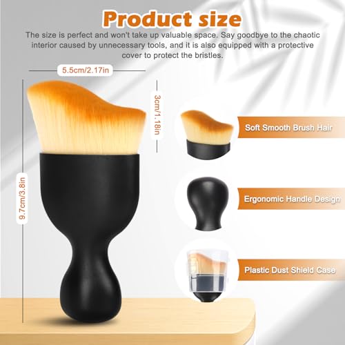 Car Interior Detailing Brush, 2PCS Car Interior Cleaning Soft Brush, Curved Design Car Cleaning Brush Dust Collectors, Car Interior Cleaning Tool Brush with Cover - view 2