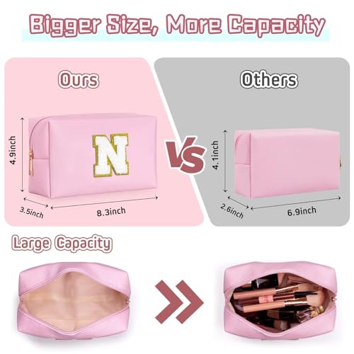 Makeup Organizer - Initial Makeup Bag, Desk Organizer Small Cosmetic Bag Desktop Cosmetic Organiser (Pink N) - view 2