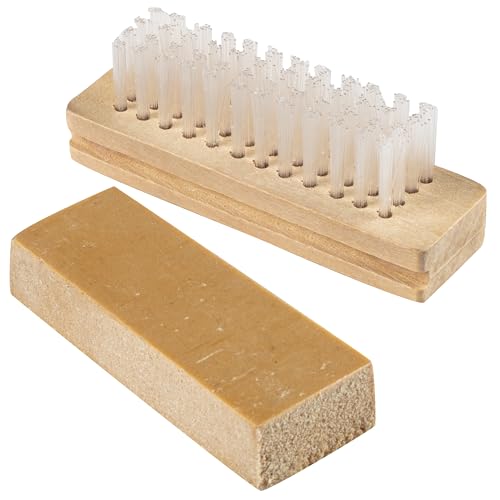 Suede Shoe Cleaner Kit (2 Pack) - Includes Nylon Bristle Brush & Dry Cleaning Bar for Suede & Nubuck - Color Safe Stain Eraser Restore Nap Finishes on Suede Shoes, Boots, Jackets, Couch - view 2