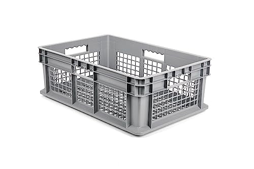 Hudson Exchange 24 x 16 x 8" Mesh Straight Wall Handled Storage Container Tote, Gray