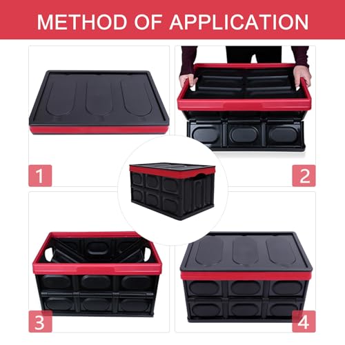 30l Foldable Plastic Car Trunk Storage Box with Cover, Two-tone Organizer - view 3