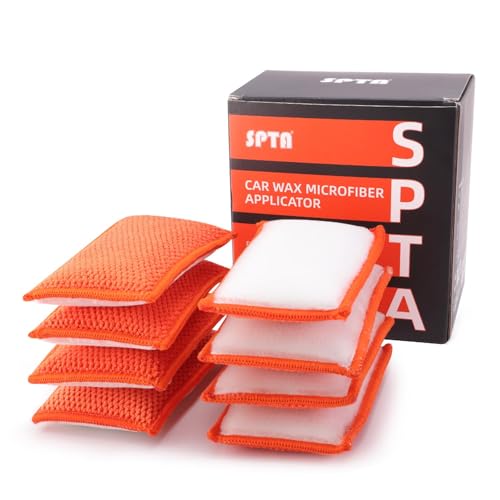 Car Interior Scrubbing Sponge, 8Pcs Scrub Ninja, Microfiber Car Wax Applicator, Car Wash Sponges for Car, Boat, Wood, Marble and Motorcycle, 6in x 3.3in x 0.8in