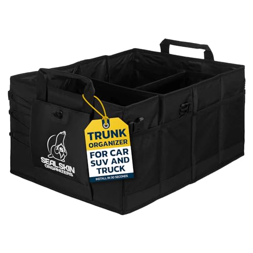 Trunk Organizer for SUV, Car & Truck - Premium Heavy Duty and Collapsible with 3 Adjustable Sizes - Lightweight and Portable Storage Organizer - Easy to Use and Install in Any Vehicle