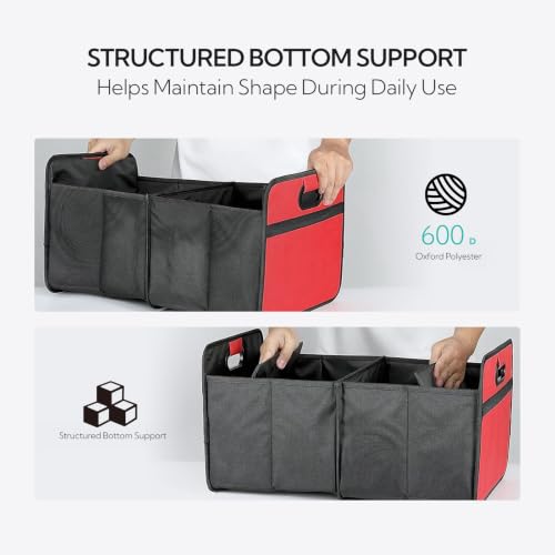 Car Trunk Organizer, Foldable Cargo Storage Bin, 35L, Pink - view 4