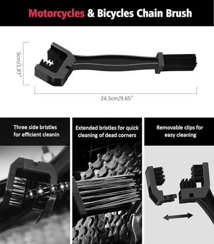 6PCS Motorcycle Cleaning Kit, Bendable Wheel Tire Brush,Black/Red - view 5
