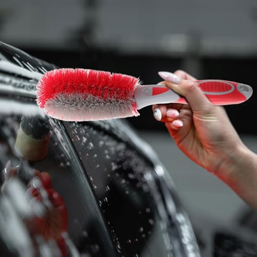 Wheel and Tire Cleaner Kit, Rim Cleaning Brush Set with Non-slip Handle - view 5
