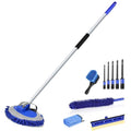 62" Microfiber Car Wash Brush with Long Handle Car Washing Mop Kit Mitt Sponge Car Cleaning Supplies Duster RV Washing Car Brushes, 1 Chenille Scratch-Free Replacement Head (Blue&Yellow)