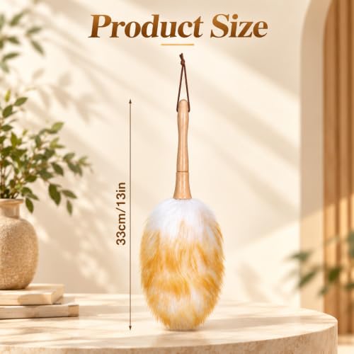 Lambswool Duster for Cleaning with Wooden Handle, Soft Feather Dusters - view 2