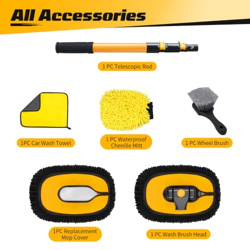 15° Curved Car Wash Brush with Long Handle, Car Wash Mop Kit - view 2