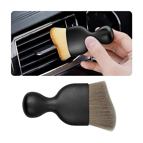 Car Interior Detailing Brush, Auto Soft Hair Cleaning Brushes, Scratch Free Curved Dirt Dust Collectors, Removal Tool for Vehicle Dashboard Air Conditioner Vents Leather (Grey/1PCS)