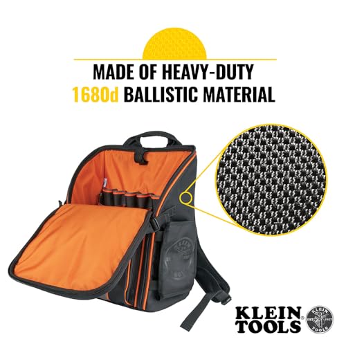 55482 Tool Bag Backpack, 21 Pockets, Black/Orange/Gray - view 4