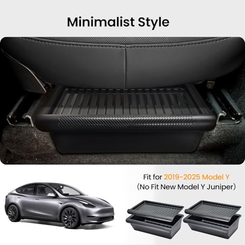 Under Seat Storage Tray for Tesla Model Y, Front Seat Hidden Drawer Bins Non Slip with Lid Cover, Underseat Storage Box Organizer for Model Y 2021-2024 (No Fit New Model Y Juniper) - view 6