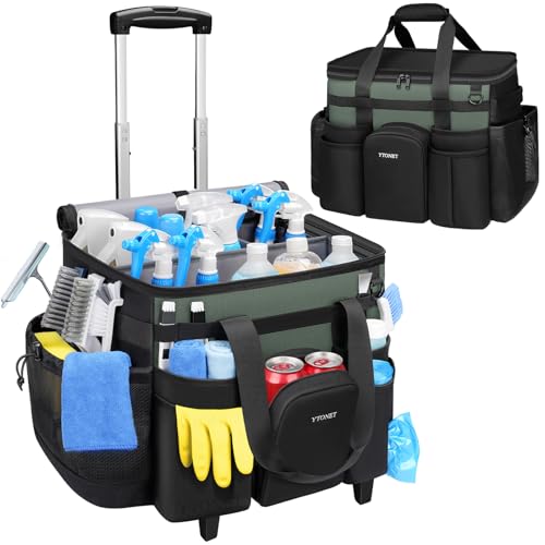 Cleaning Caddy with Wheels, Extra Large Rolling Cleaning Caddy Bag