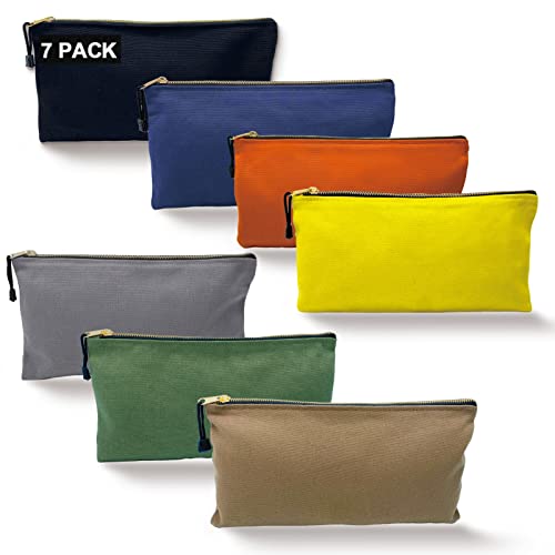 Heavy Duty Canvas Tool Bag Organizer, 7 Pack Assorted Colors 12.5″ x 7″