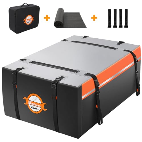 Rooftop Cargo Carrier 15 Cubic, Waterproof Car Roof Bag Soft-Shell Carriers Top Luggage Storage with Slip Mat, 4 Door Hooks & Heavy-Duty PVC for All Vehicle Roof with/Without Rack Cross Bar