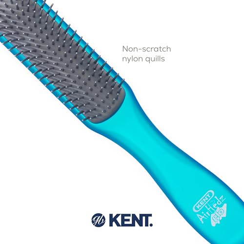 AHGLO02 Airhedz Glo Blue Half Round Narrow Detangling Hair Brush - 9 Row Ionic Anti Static Non Scratch Long Nylon Bristle Great for Detangling and Smoothing Medium to Long Length Hair - view 5