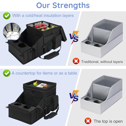Car Front Seat Organizer, Backseat Car Organizer, Black - view 4