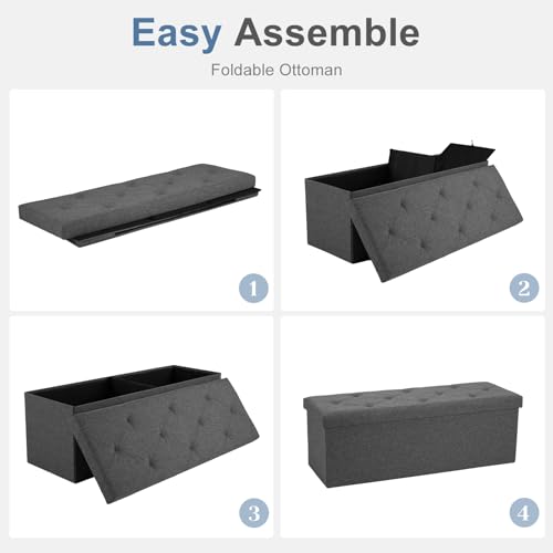 43 Inch Foldable Storage Ottoman Bench, Large Ottoman with Storage - view 6