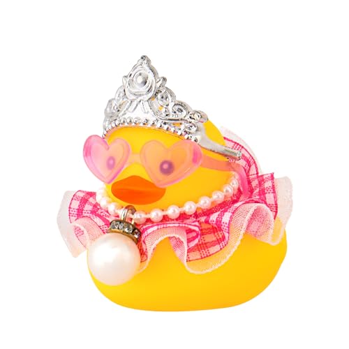 Car Rubber Duck Decoration Cute Princess Car Accessories Car Ducks for Dashboard with Crown Skirt Dress Love Heart Sunglasses Necklace