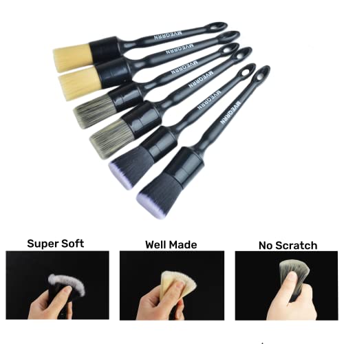6 Pcs Car Detailing Brush Set, Boars Hair & Soft Cleaning Brushes - view 3