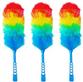 3 Pack Upgrade 19” Rainbow Static Feather Duster with Beandable and Washable Head - More Fibers Bigger Head Less Loss of Fiber