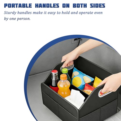 Car Seat Organizer, Foldable Multifunctional Vehicle Front and Back Seat Floor Storage Box with Metal Handle, Collapsible Automotive Interior Caddy Organizer, Universal for SUV Van Truck - view 5