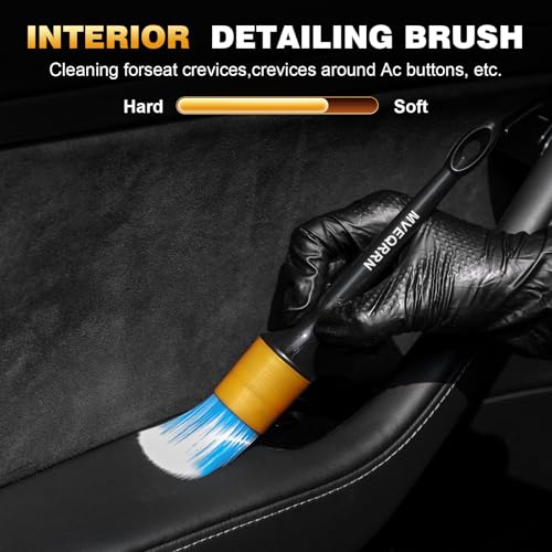 10PCS Car Detailing Brush Set,Boars Hair Detail Brush Kit(Gold) - view 4