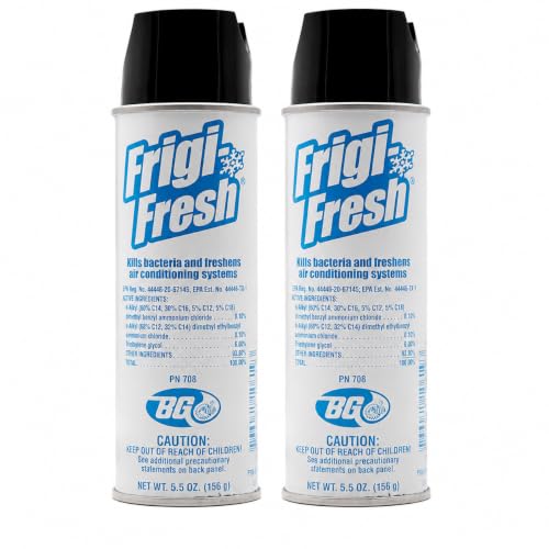 BG Frigi-Fresh Automotive Air Conditioning Freshener Spray, 5.5 oz / 156g, PN 708 – Helps Refresh Vehicle A/C Vents, Interior Air & HVAC System Odors – Pack of 2