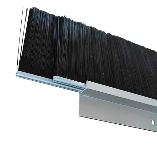 Garage Door Brush Seal, Double Layer Door Brush Sweep 3 Pack, 3" x 39.37" Heavy Duty Aluminum Seal, Screw-On Gap Blocker for Wide Gaps, Roll-Up & Exterior Doors (9.8FT)