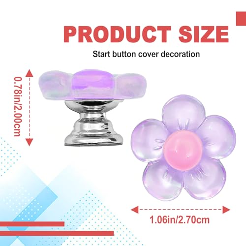 Bling Start Button Cover, Universal Car Accessories for Engine Start/Stop Resin Flower Starter Cover, Cute car Accessories for Women, Girls (Transparent Purple) - view 2