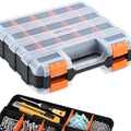 Andalus Tools Organizer Box, Small Parts Storage 34-Compartment Double-Sided Portable Hardware Organizer Removable Plastic Dividers for Screws, Nuts, Bolts, Nails – Orange (1 Pack, 12.5" x 10.5" x 3")