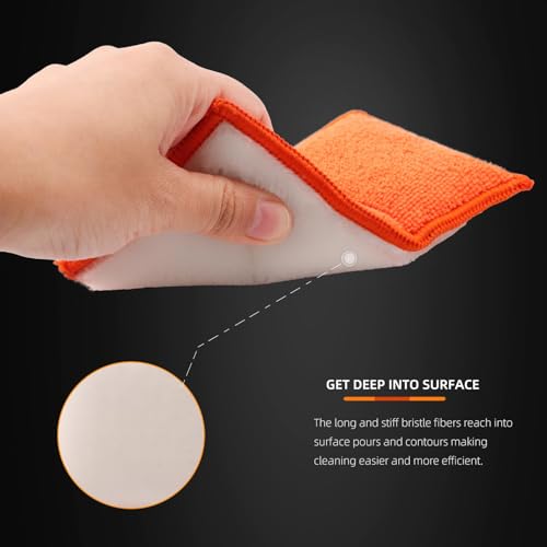 Car Interior Scrubbing Sponge, 8Pcs Scrub Ninja, Microfiber Car Wax Applicator, Car Wash Sponges for Car, Boat, Wood, Marble and Motorcycle, 6in x 3.3in x 0.8in - view 4