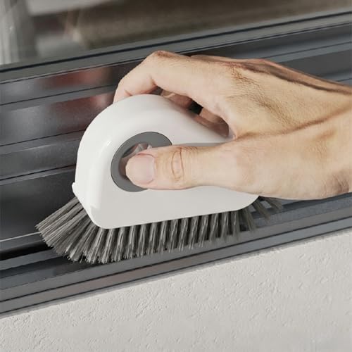 2 in 1 Groove Cleaning Brush, Window Track Cleaning Tools, Multifunction Window Track Cleaner with Hard Bristle and Hidden Scraper, Crevice Brush for Sliding Door Track, Window Seal, Sill (Gray) - view 4