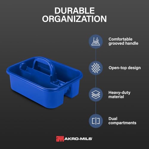 09185 Plastic Tote Tool & Supply Cleaning Caddy with Handle, (18-3/8-Inch x 13-7/8-Inch x 9-Inch), Blue (09185BLUE) - view 3