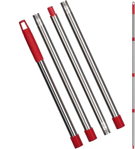 Spin Mop Replacement Handle - 4-Section 30" to 58" Mop Handle Replacement Stick Compatible with O-Ceda Spin Mop, EasyWring Mop Handle for Floor Cleaning(Mop Head&Base not Include) (Red)
